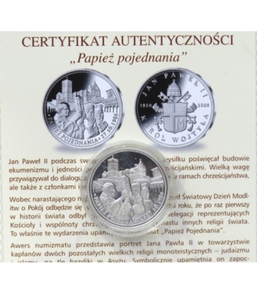 Polska, medal Papież pojednania, srebro certyfikat