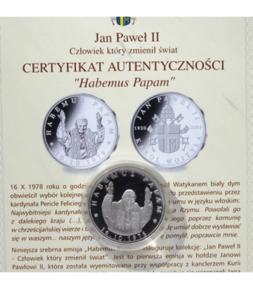 Polska, medal Habemus Papam, srebro certyfikat