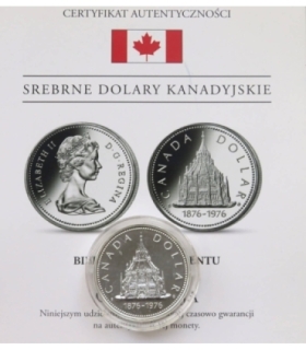 Kanada, 1 dolar 1976, Biblioteka parlamentu, srebro, certyfikat