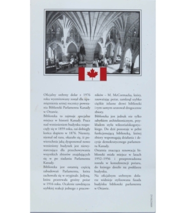 Kanada, 1 dolar 1976, Biblioteka parlamentu, srebro, certyfikat