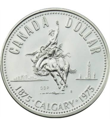 Kanada, 1 dolar 1975, 100 lat Calgary, srebro, certyfikat