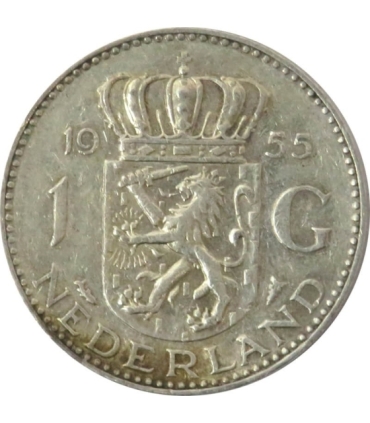 Holandia, 1 gulden 1955, srebro, stan 3+