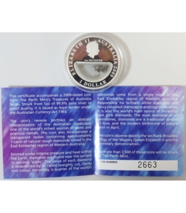 1 $, Skarby Australii - Diamenty, 2009, Srebro Ag 999 + diamenty