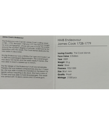 5 $, Wyspy Cooka - HMB Endeavour, 2009