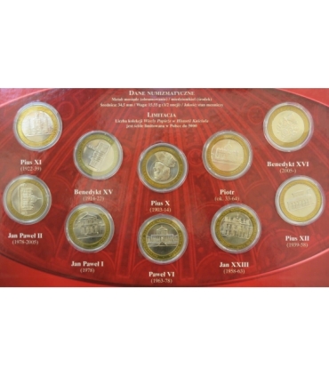 Wielcy Papieże w historii kościoła zestaw 10 medali w etui