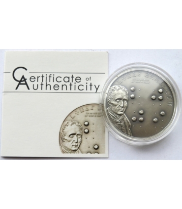 5 $, Wyspy Palau - 200 lat urodzin Braille'a, 2009