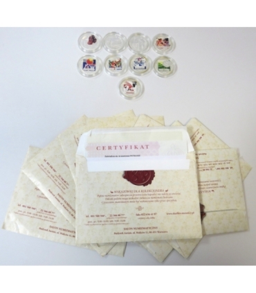 Zestaw 9 numizmatów Letnie dyscypliny sportowe srebro Ag 10g + certyfikaty