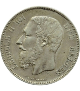 5 franków Leopold Belgia 1873, piękna