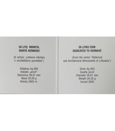 50 litu, Litwa - Kernave, 2005, bardzo rzadka, ceryfikat