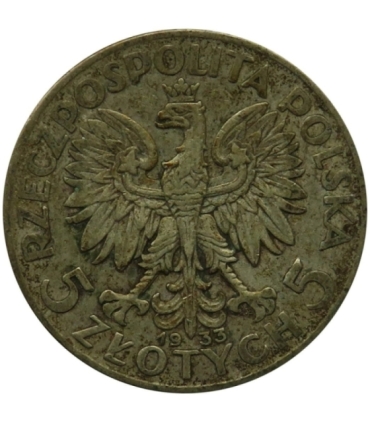 5 złotych głowa kobiety 1933, stan 3