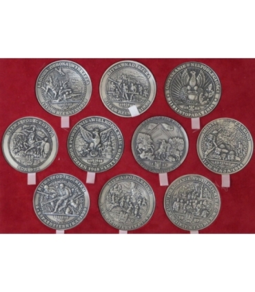 Zestaw 10 medali TWO Wybitni wodzowie i dowódcy w historii oręża polskiego  + ETUI