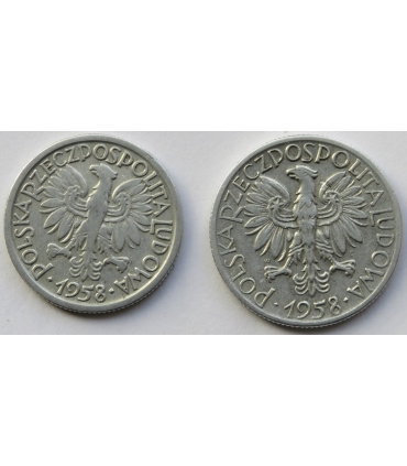 Lot: 5 zł, Rybak, 1958, 2 zł Jagody 1958 3/3+