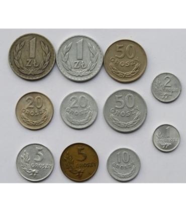 Zestaw 11 monet obiegowych z roku 1949, stany od 1 do 3