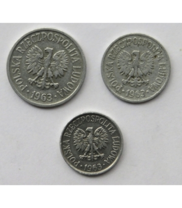 Lot 1962: 5 groszy, 10 groszy, 20 groszy, stan 1-/3/3