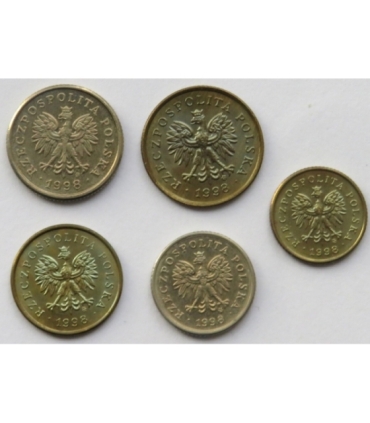 Lot 1998 mennicze: 1,2,,5, 10, 20 groszy