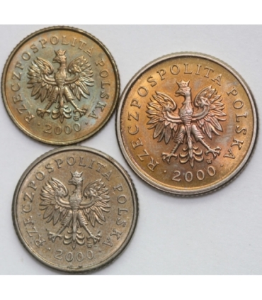 Lot 2000 mennicze: 1, 10, 20 groszy