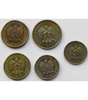 Lot 1998 mennicze: 1,2,,5, 10, 20 groszy