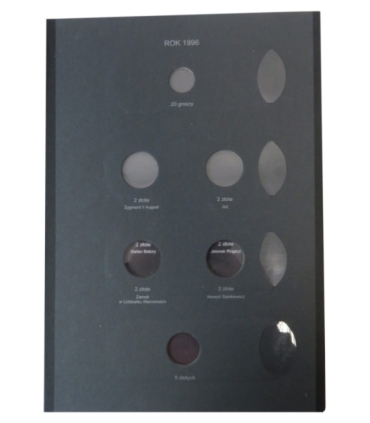 Album używany na monety obiegowe z lat 1996-2000 (w tym 2 zł GN)