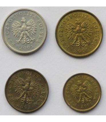 Lot 2001 mennicze: 1,2,5,20 groszy