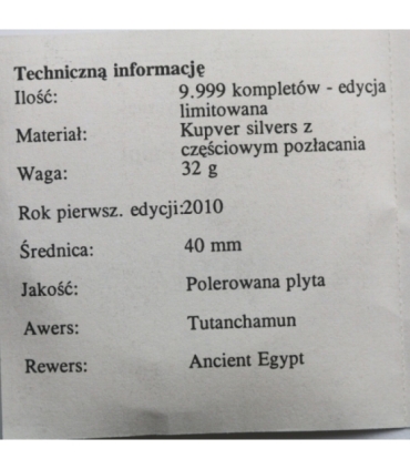 Numizmat - Tutanchamun Ancient Egypt, certyfikat