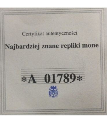 Numizmat Najbardziej znane repliki monet - Gold eagle, certyfikat
