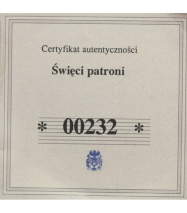 Numizmat Święci patroni  - Piotr Apostoł, certyfikat