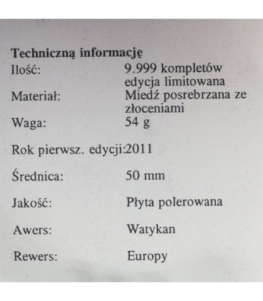 Numizmat 10 lat waluty euro - Watykan, certyfikat