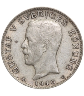 Szwecja 1 korona, srebro Ag800, 1940