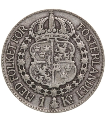 Szwecja 1 korona, srebro Ag800, 1931