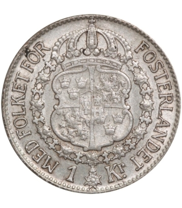 Szwecja 1 korona, srebro Ag800, 1939
