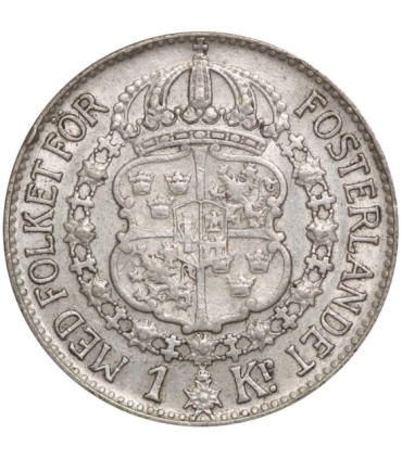 Szwecja 1 korona, srebro Ag800, 1939