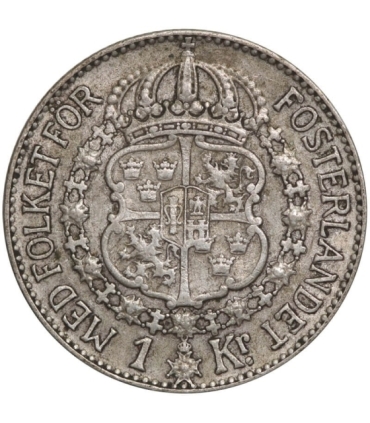 Szwecja 1 korona, srebro Ag800, 1939
