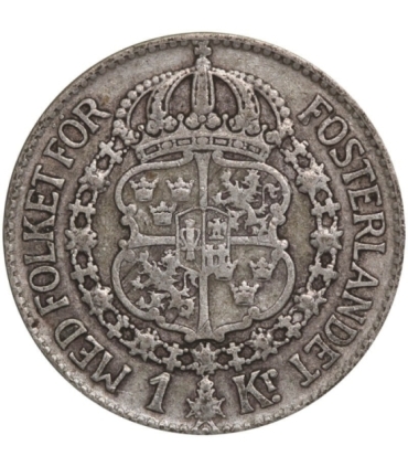 Szwecja 1 korona, srebro Ag800, 1935