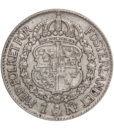 Szwecja 1 korona, srebro Ag800, 1936