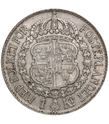 Szwecja 1 korona, srebro Ag800, 1938
