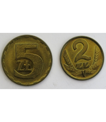 Lot: 2 złote, 5 złotych 1975