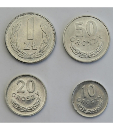 Lot: 10, 20, 50 groszy, 1 złoty, 1976