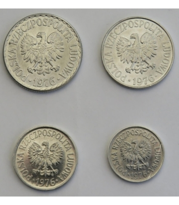 Lot: 10, 20, 50 groszy, 1 złoty, 1976