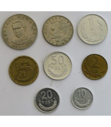 Lot: zestaw 8 monet obiegowych 1977 PRL, stany 1/1-