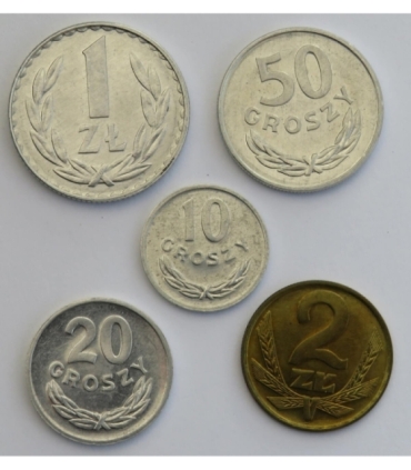 Lot: zestaw 5 monet obiegowych 1978 PRL, stany 1/1-