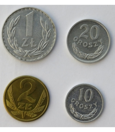 Lot: 10,20 groszy,1,2 złote 1980, stany 1/1-