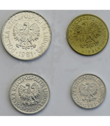 Lot: 10,20 groszy,1,2 złote 1981, stany 1/1-