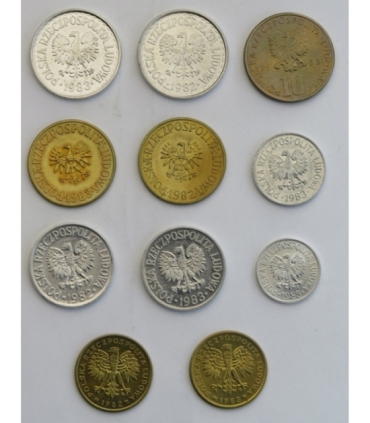 Lot: 11 monet obiegowych PRL z lat 1982-1983, mennicze
