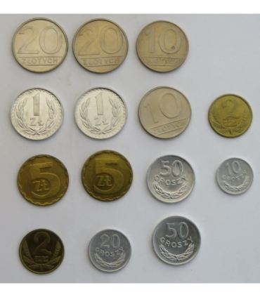Lot: 14 monet obiegowych PRL z lat 1985-1986, mennicze
