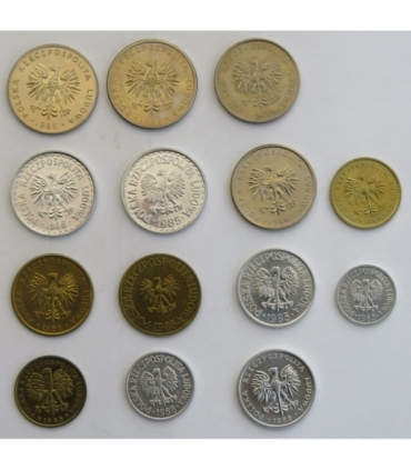 Lot: 14 monet obiegowych PRL z lat 1985-1986, mennicze