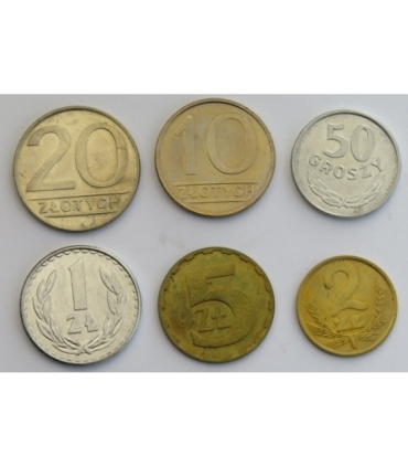 Lot: 6 monet obiegowych PRL z roku 1987, stany 1/1-