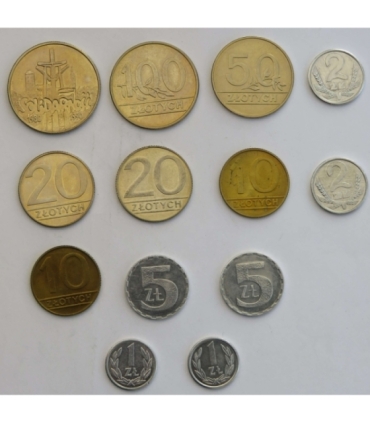 Lot: zestaw 13 monet obiegowych z lat 1989-1990, stany 1/1-