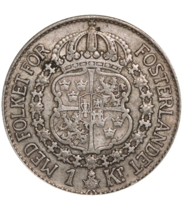 Szwecja 1 korona, srebro Ag800, 1938
