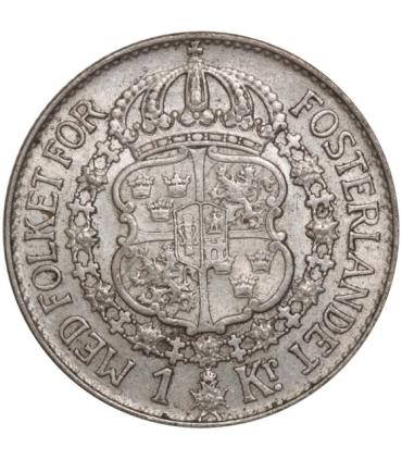 Szwecja 1 korona, srebro Ag800, 1938