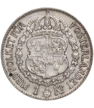 Szwecja 1 korona, srebro Ag800, 1939